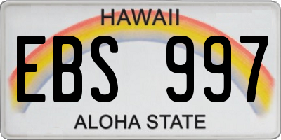 HI license plate EBS997