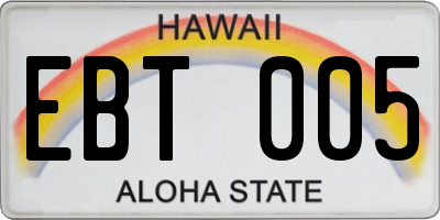 HI license plate EBT005