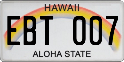 HI license plate EBT007