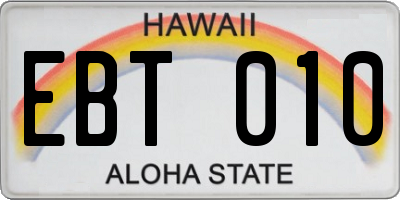 HI license plate EBT010