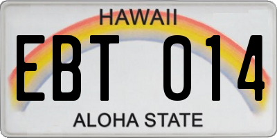 HI license plate EBT014
