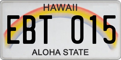 HI license plate EBT015