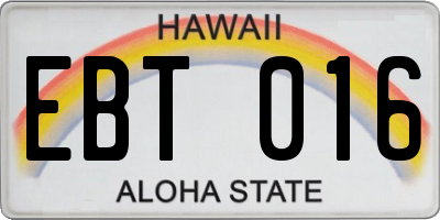 HI license plate EBT016