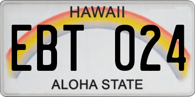 HI license plate EBT024
