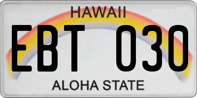 HI license plate EBT030