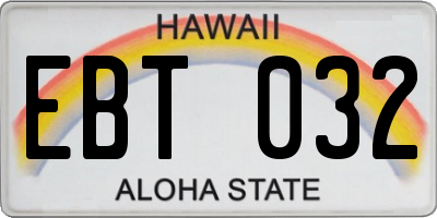 HI license plate EBT032