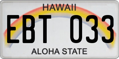 HI license plate EBT033
