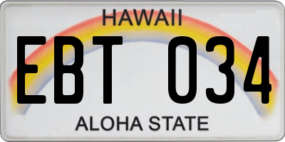 HI license plate EBT034