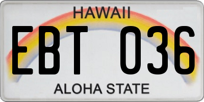 HI license plate EBT036