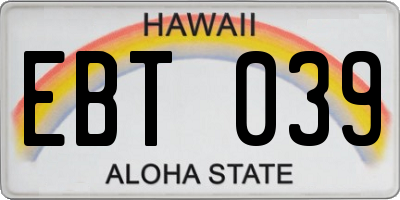 HI license plate EBT039