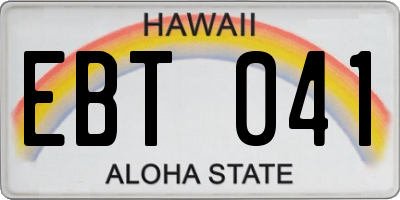 HI license plate EBT041