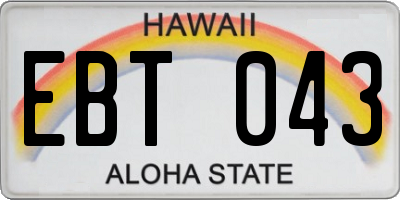 HI license plate EBT043