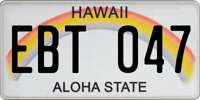 HI license plate EBT047