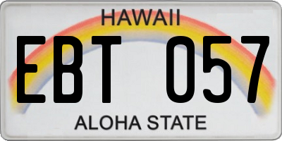 HI license plate EBT057