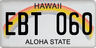 HI license plate EBT060
