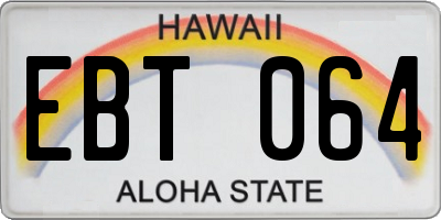 HI license plate EBT064