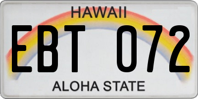 HI license plate EBT072