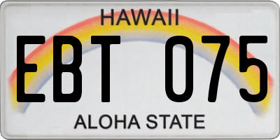 HI license plate EBT075