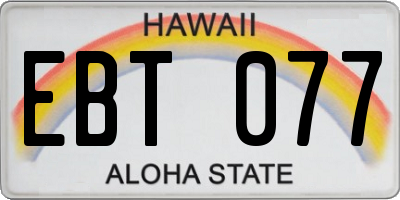 HI license plate EBT077