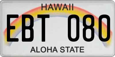 HI license plate EBT080