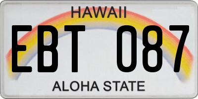 HI license plate EBT087