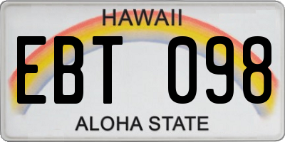 HI license plate EBT098