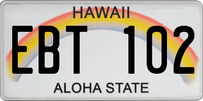 HI license plate EBT102