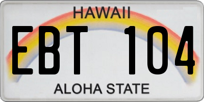 HI license plate EBT104