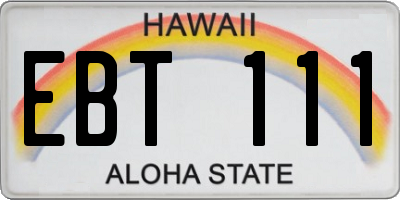 HI license plate EBT111