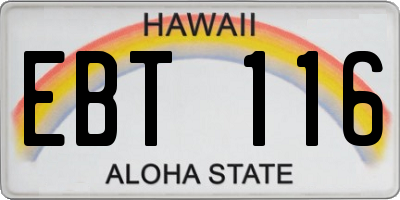 HI license plate EBT116
