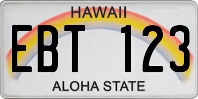 HI license plate EBT123