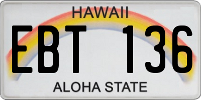 HI license plate EBT136