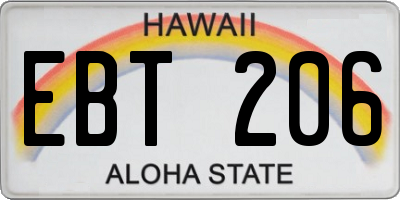HI license plate EBT206