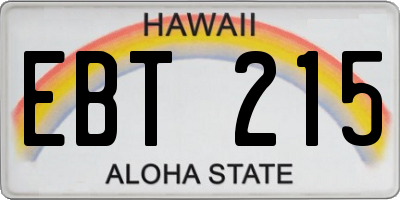 HI license plate EBT215