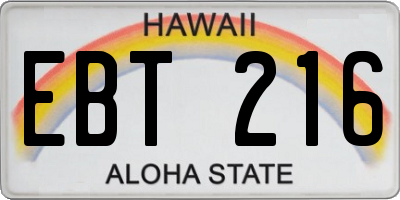 HI license plate EBT216