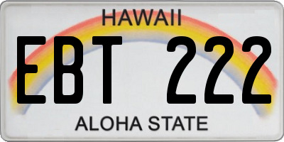 HI license plate EBT222