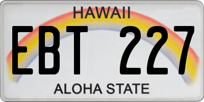 HI license plate EBT227