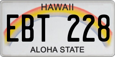HI license plate EBT228