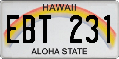 HI license plate EBT231