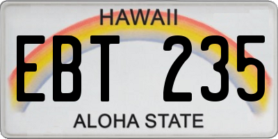 HI license plate EBT235