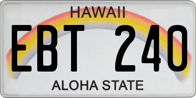 HI license plate EBT240