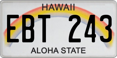 HI license plate EBT243