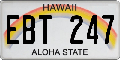 HI license plate EBT247