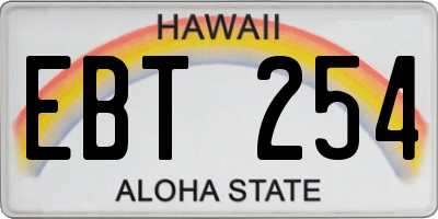 HI license plate EBT254