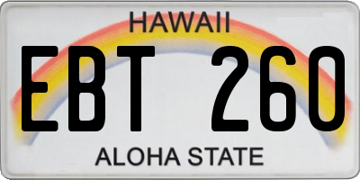 HI license plate EBT260