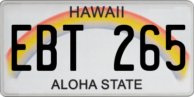 HI license plate EBT265
