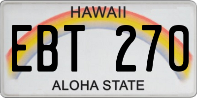 HI license plate EBT270