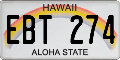 HI license plate EBT274