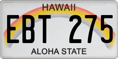 HI license plate EBT275