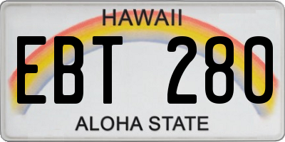 HI license plate EBT280